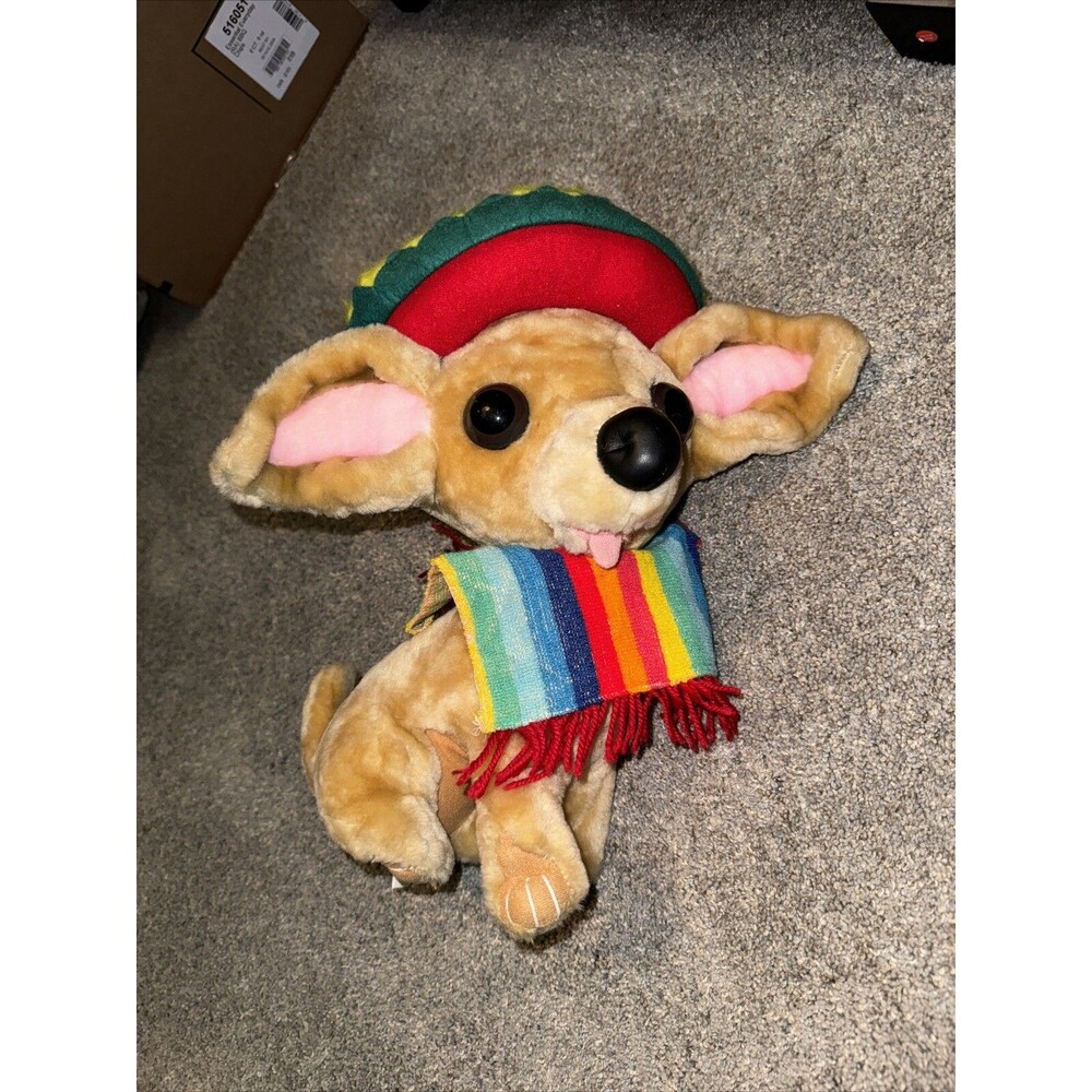 PABLO THE CHIHUAHUA Taco Bell Dog Plush W/ SOMBRERO & PONCHO Big Eyes 15β TALL